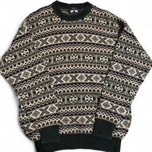 Men's Patterned Sweater Green and Cream
